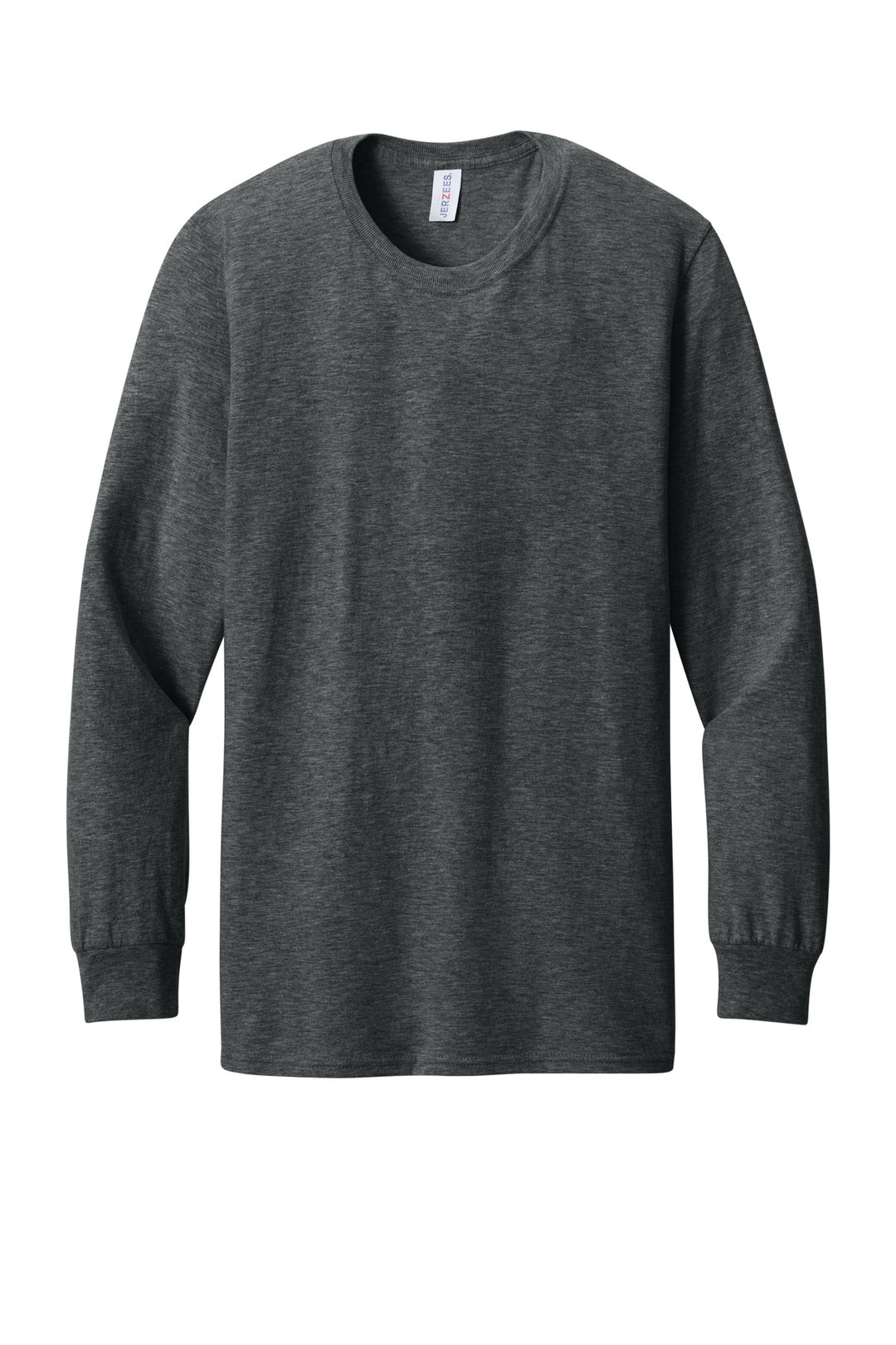 Front View of BlkInkHtr Jerzees Premium Blend Ring Spun Long Sleeve T-Shirt 560LS