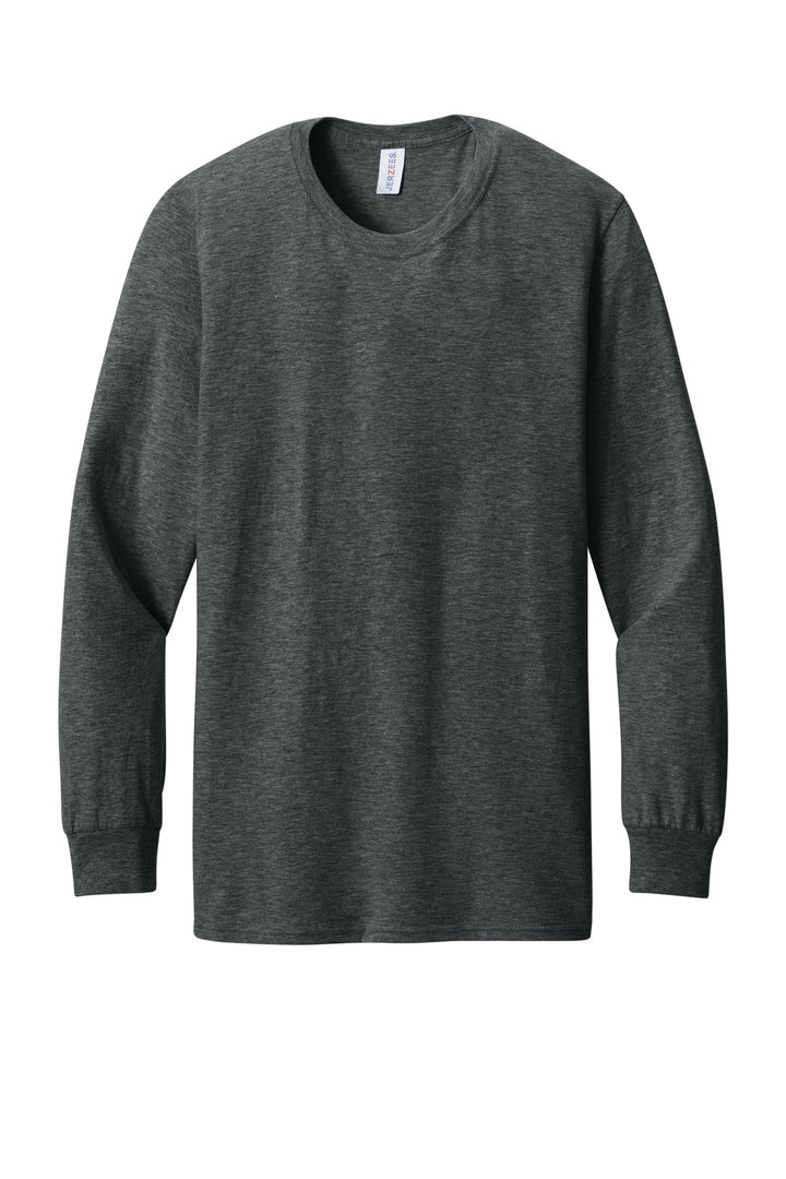 Front View of BlkInkHtr Jerzees Premium Blend Ring Spun Long Sleeve T-Shirt 560LS