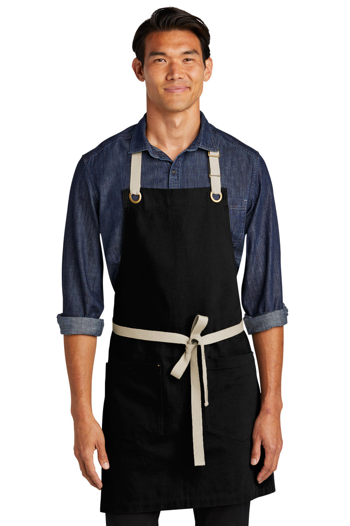 Front View of Blk/Stone Port Authority Canvas Full-Length Two-Pocket Apron A815