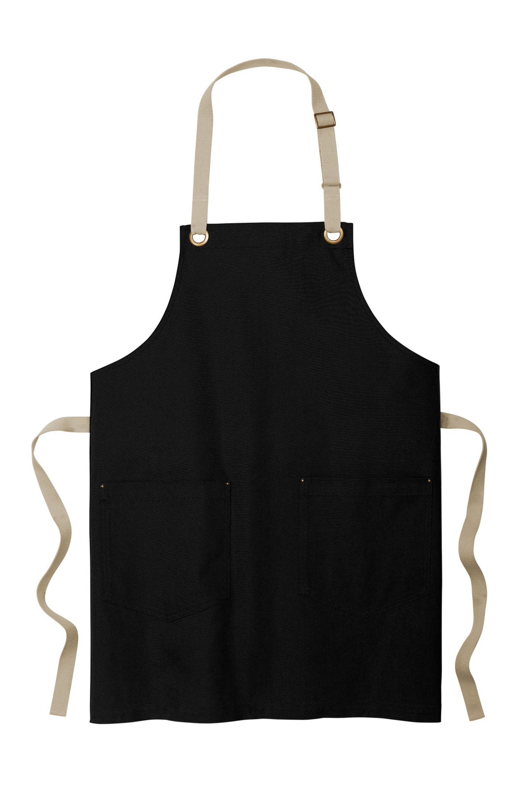 Front View of Blk/Stone Port Authority Canvas Full-Length Two-Pocket Apron A815