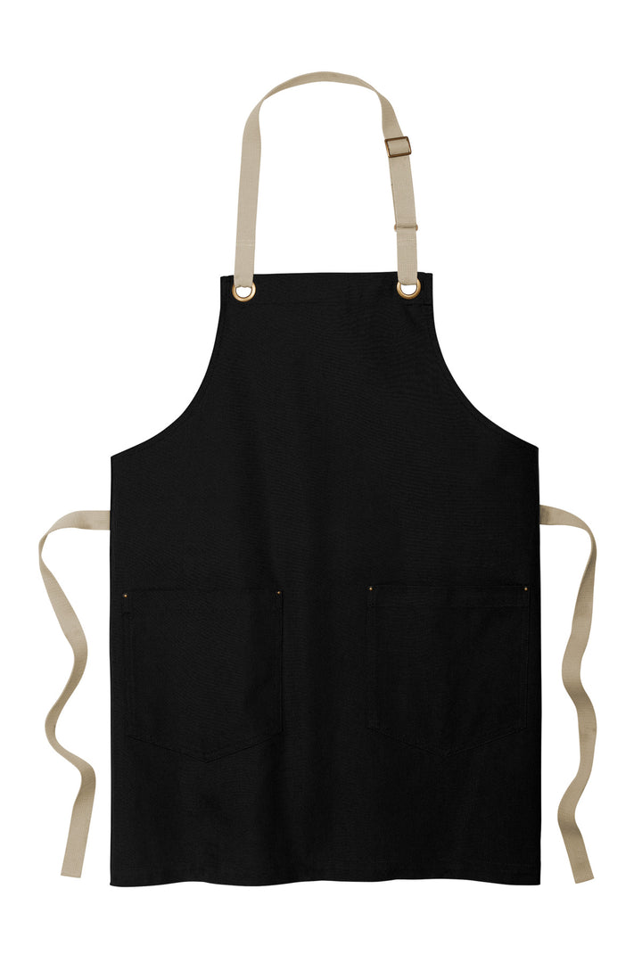Front View of Blk/Stone Port Authority Canvas Full-Length Two-Pocket Apron A815