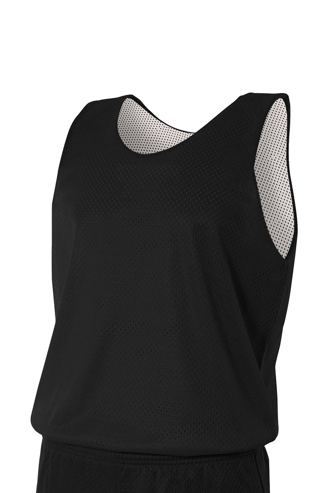 Front View of Blk/White A4 Sprint Reversible Mesh Tank A4NF1270