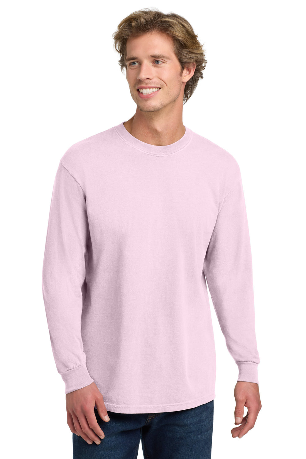 Front View of Blossom COMFORT COLORS Heavyweight Ring Spun Long Sleeve Tee. 6014