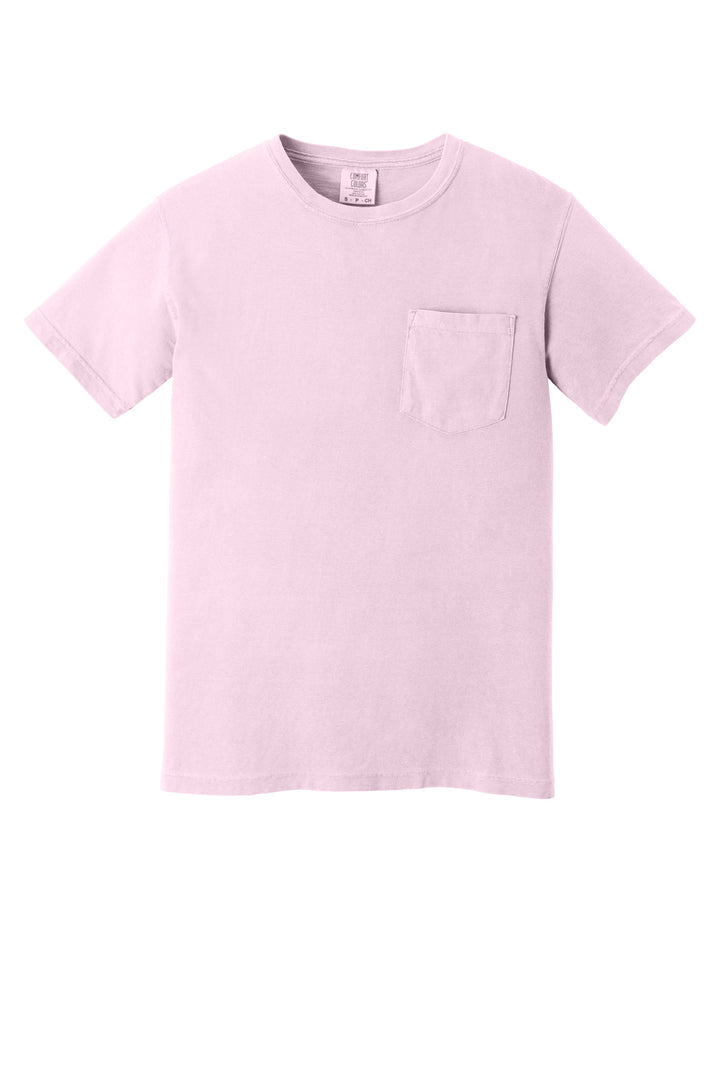 Front View of Blossom COMFORT COLORS Heavyweight Ring Spun Pocket Tee. 6030