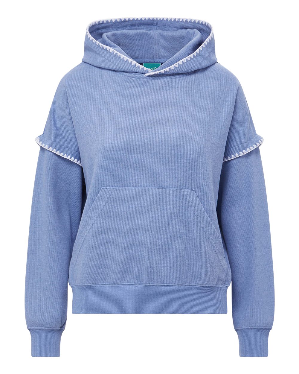 Front View of Blue Iris Women's Mood & Vibe™ Teegan Crafty Hooded Sweatshirt - W25115