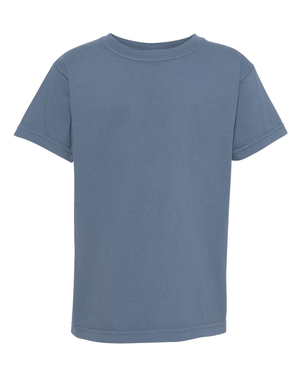 Front View of Blue Jean Garment-Dyed Youth Heavyweight T-Shirt - 9018