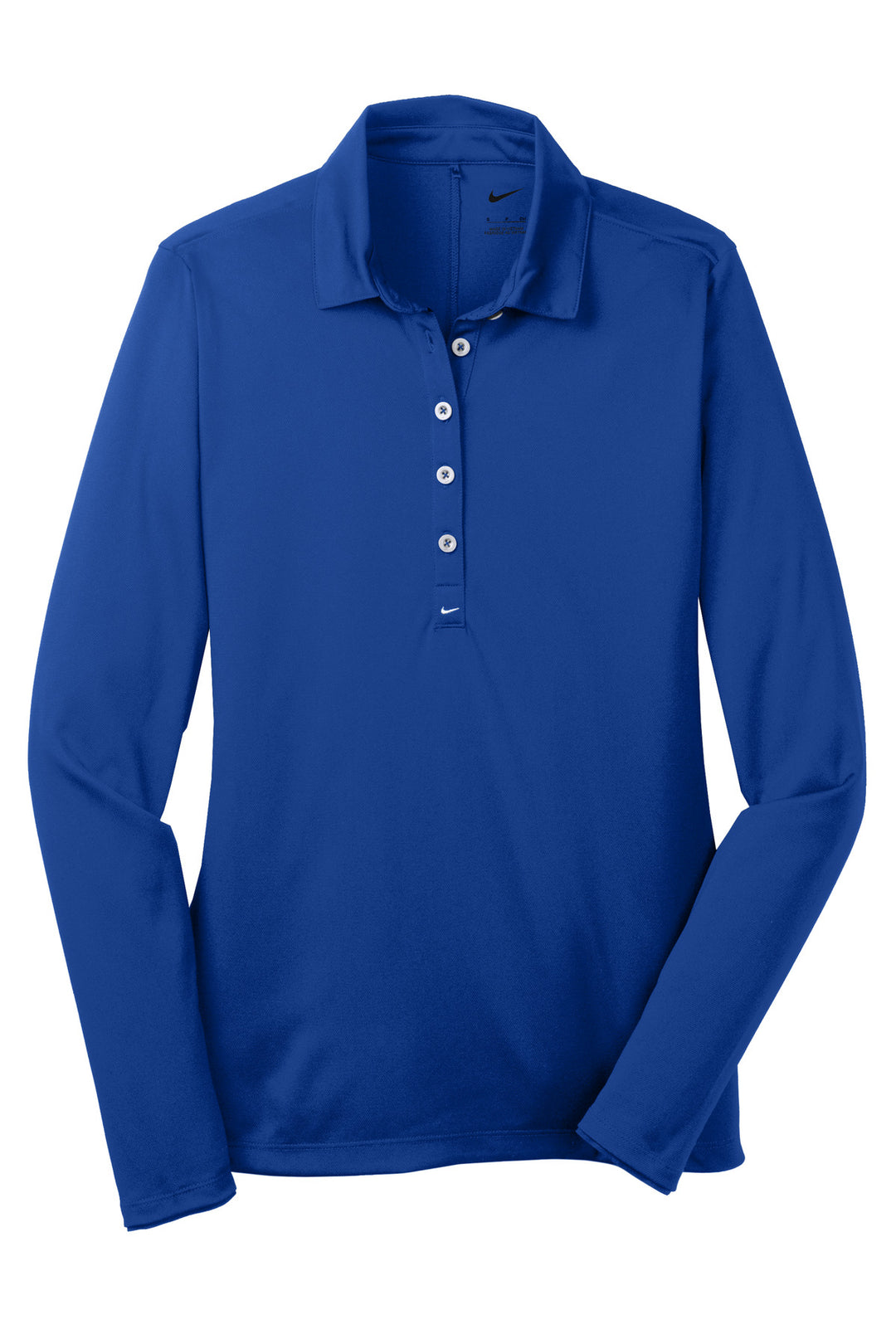 Front View of Blue Sapphire Nike Women's Long Sleeve Dri-FIT Stretch Tech Polo. 545322