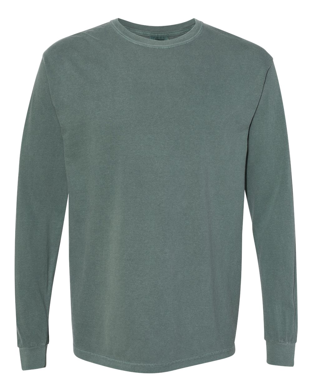Front View of Blue Spruce Garment-Dyed Heavyweight Long Sleeve T-Shirt - 6014