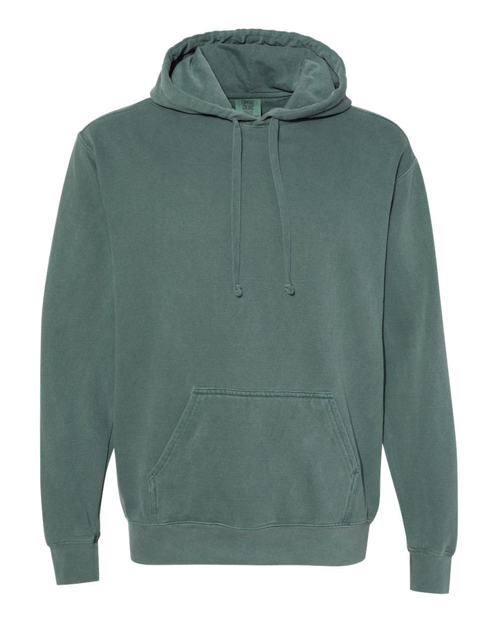Front View of Blue Spruce Garment-Dyed Hooded Sweatshirt - 1567