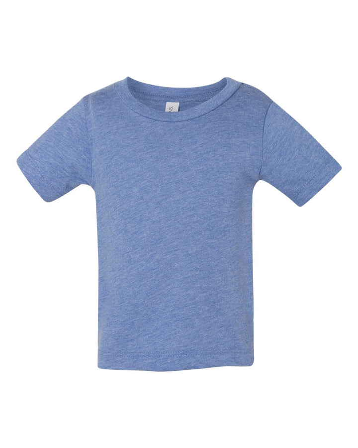 Front View of Blue Triblend Infant Triblend Tee - 3413B