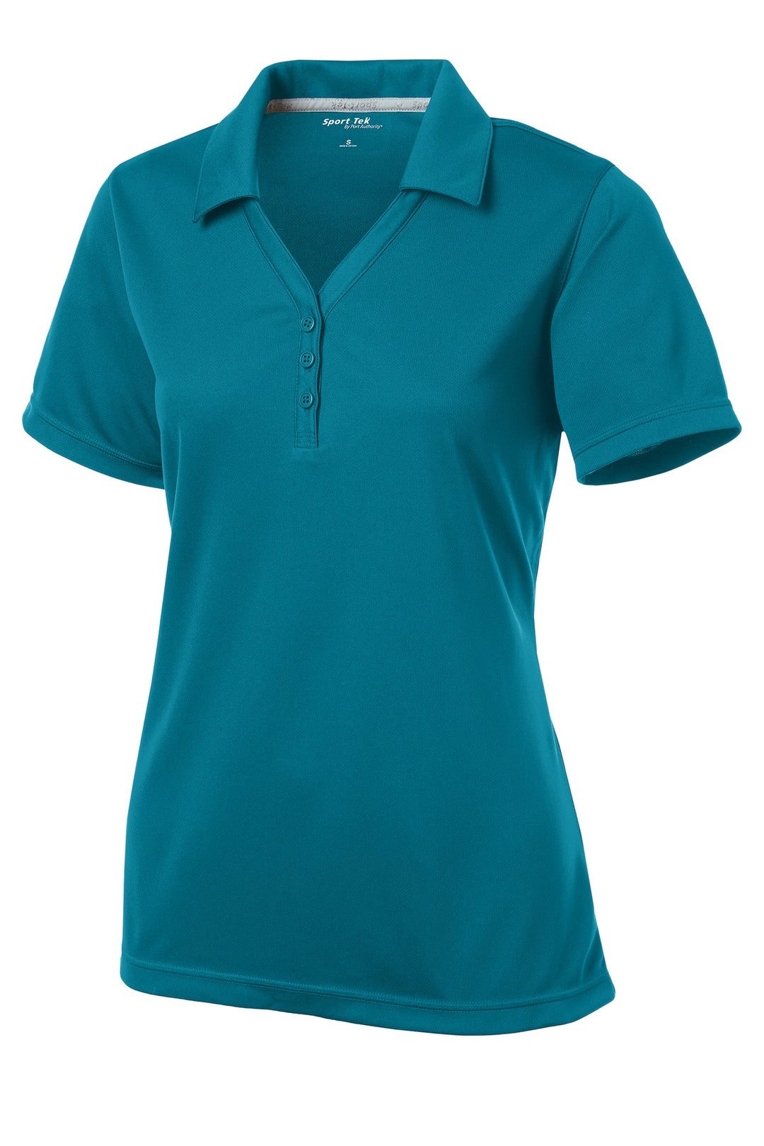 Front View of Blue Wake Sport-Tek Women's PosiCharge Micro-Mesh Polo. LST680