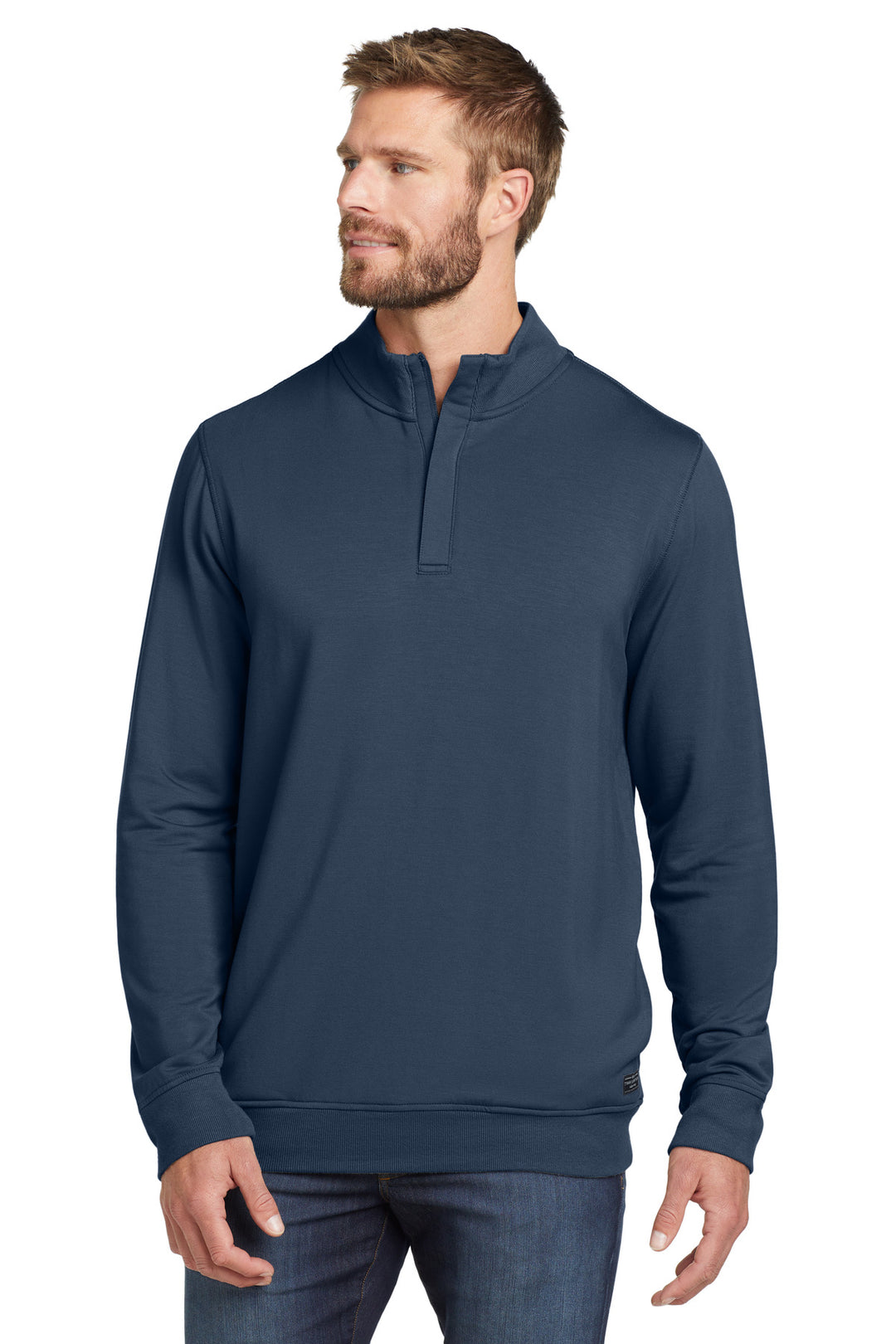 Front View of BlueNights TravisMathew Newport 1/4-Zip Fleece. TM1MU419