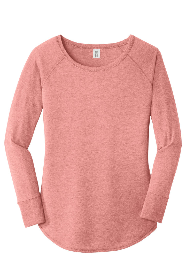 Front View of Blush Frost District Women's Perfect Tri Long Sleeve Tunic Tee. DT132L