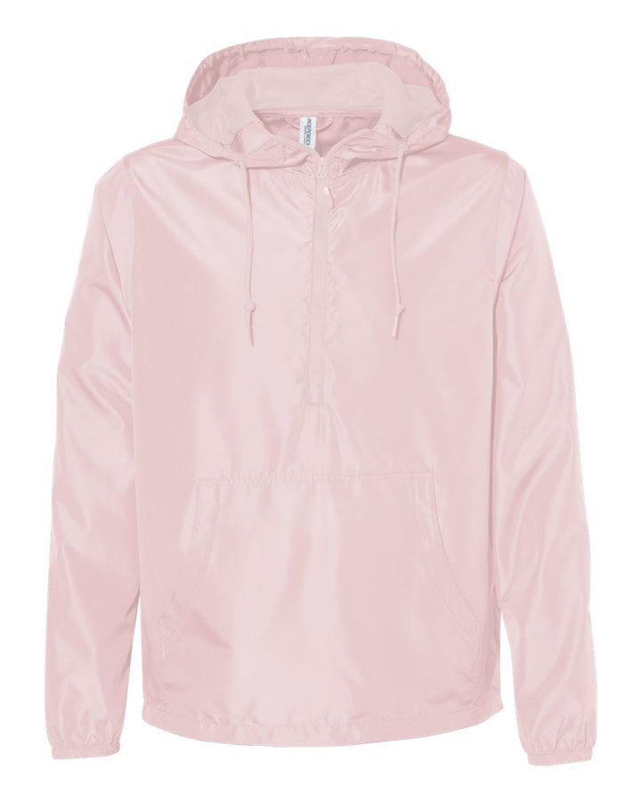 Front View of Blush Lightweight Quarter-Zip Windbreaker Pullover Jacket - EXP54LWP