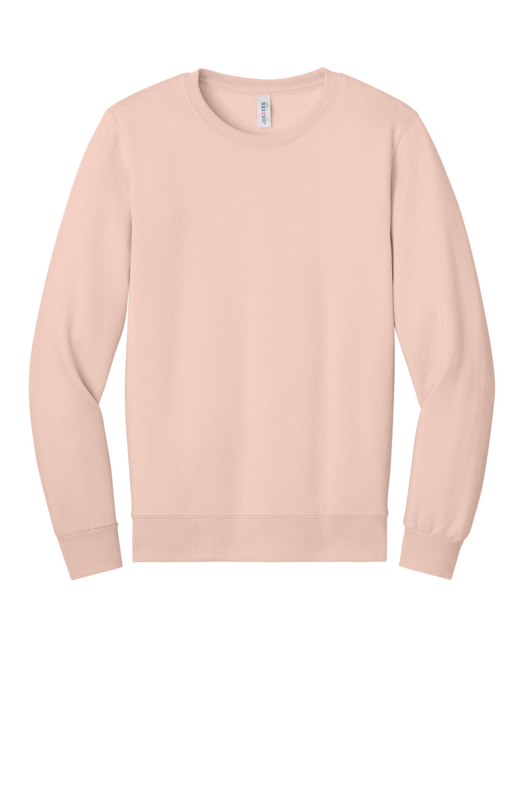 Front View of BlushPink Jerzees Eco Premium Blend Crewneck Sweatshirt 701M