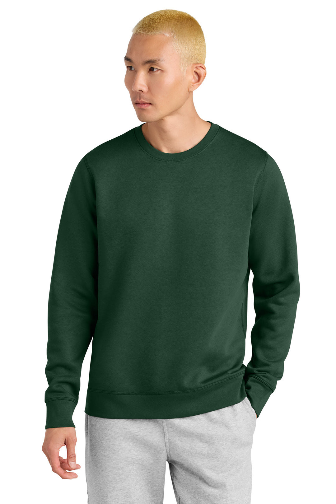 Front View of BottleGrn Stanley/Stella Unisex Roller Crewneck Sweatshirt SXU010