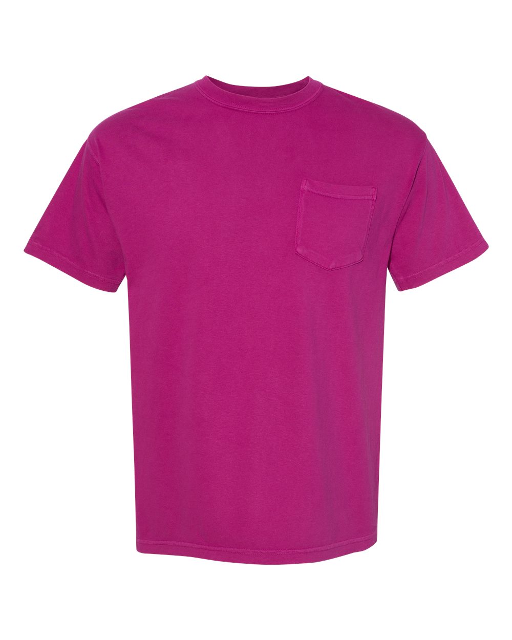 Front View of Boysenberry Garment-Dyed Heavyweight Pocket T-Shirt - 6030
