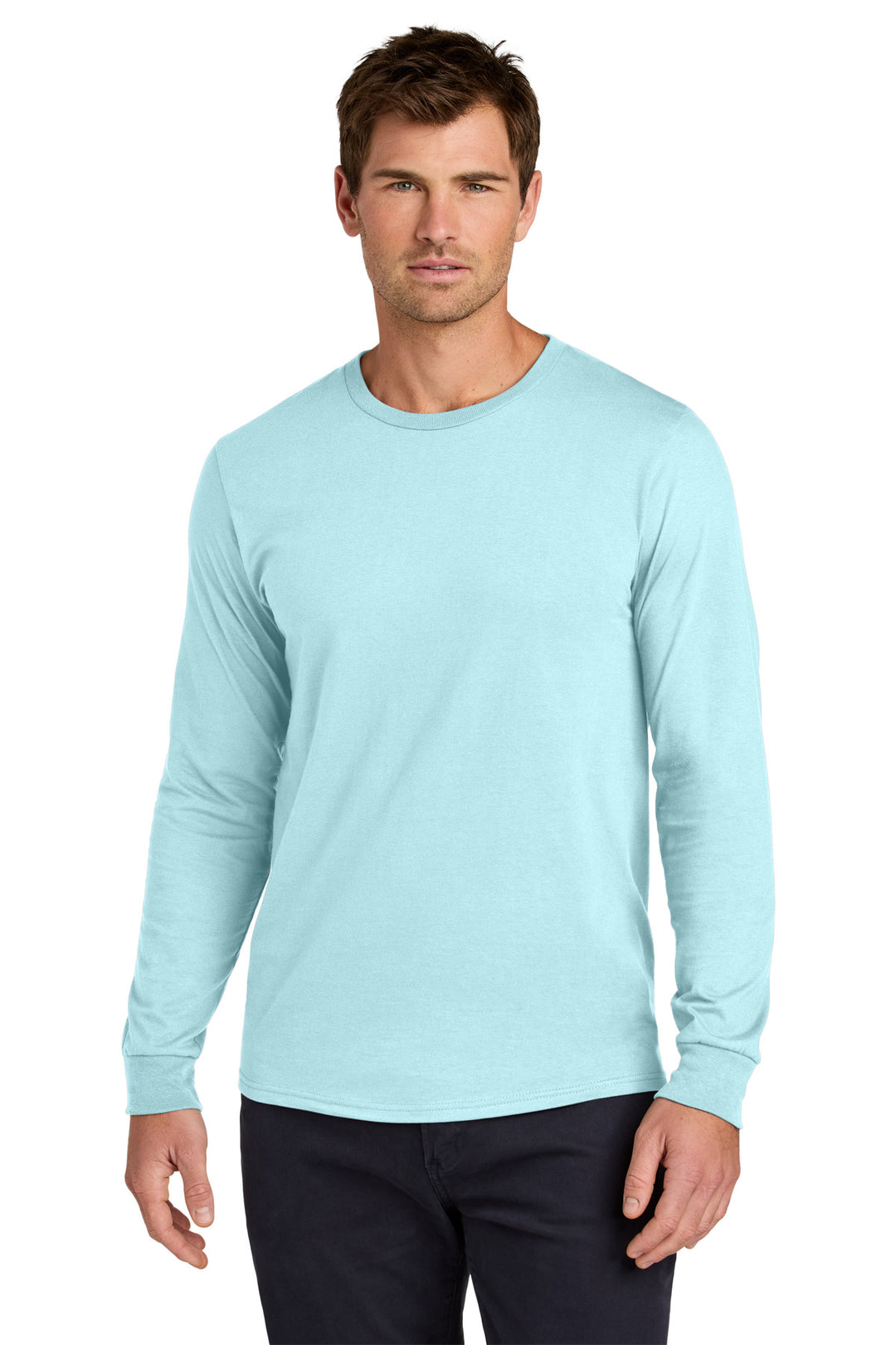 Front View of BreezyBlue Jerzees Classics Unisex Cotton Long Sleeve T-Shirt 363L