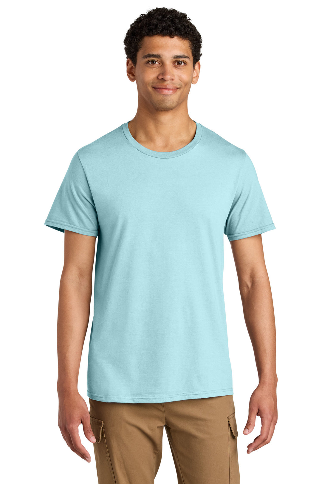 Front View of BreezyBlue Jerzees Unisex Premium Combed Ring Spun Cotton Tee 570M
