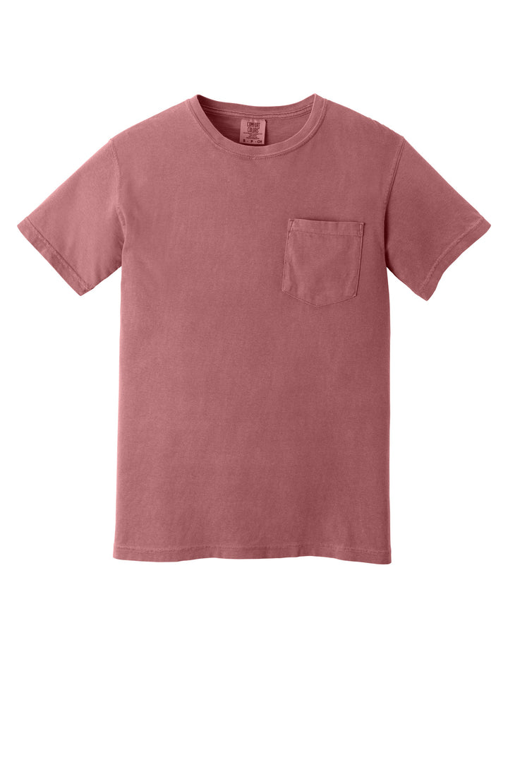 Front View of Brick COMFORT COLORS Heavyweight Ring Spun Pocket Tee. 6030
