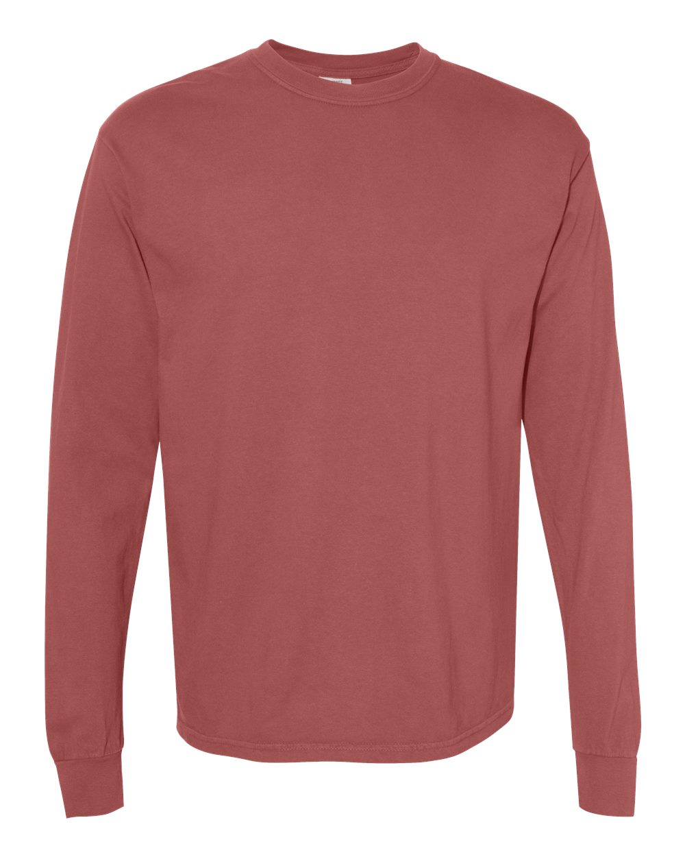 Front View of Brick Garment-Dyed Heavyweight Long Sleeve T-Shirt - 6014