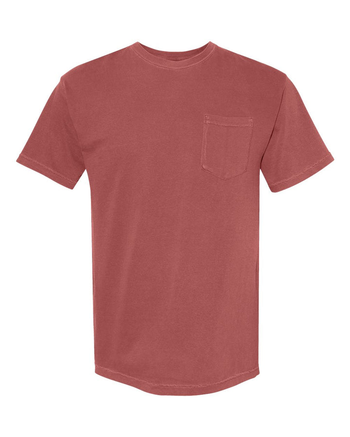 Front View of Brick Garment-Dyed Heavyweight Pocket T-Shirt - 6030