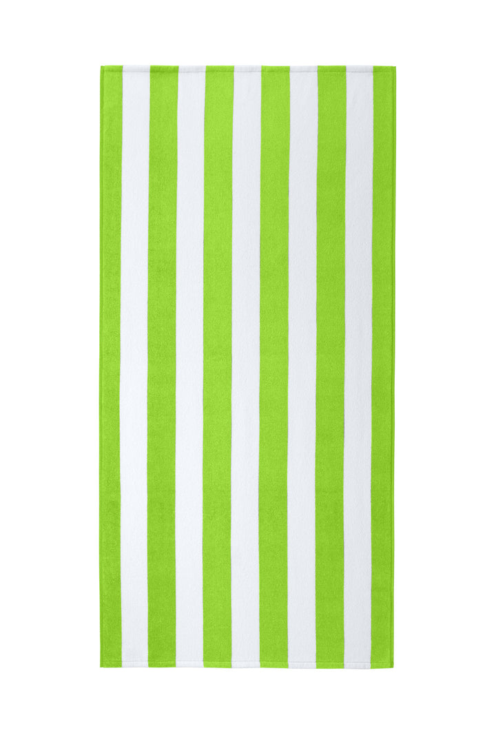 Front View of Bright Lime Port Authority Value Cabana Stripe Beach Towel PT45