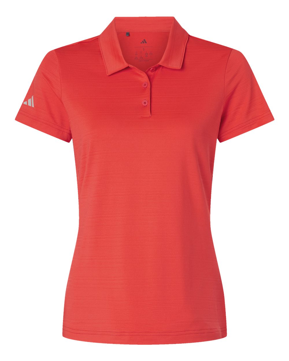Front View of Bright Red Women's Textured Stripe Polo - A707