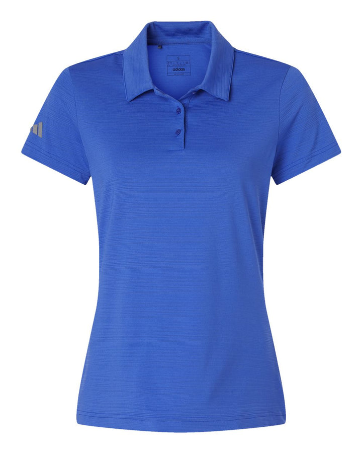 Front View of Bright Royal Women's Textured Stripe Polo - A707