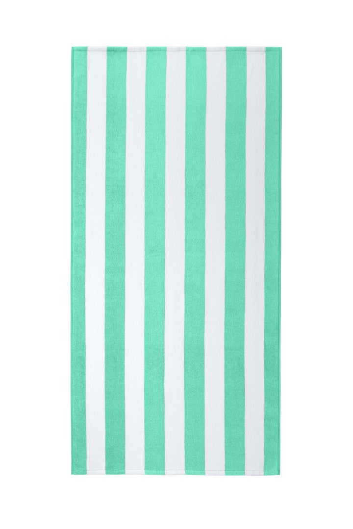 Front View of Bright Seafoam Port Authority Value Cabana Stripe Beach Towel PT45