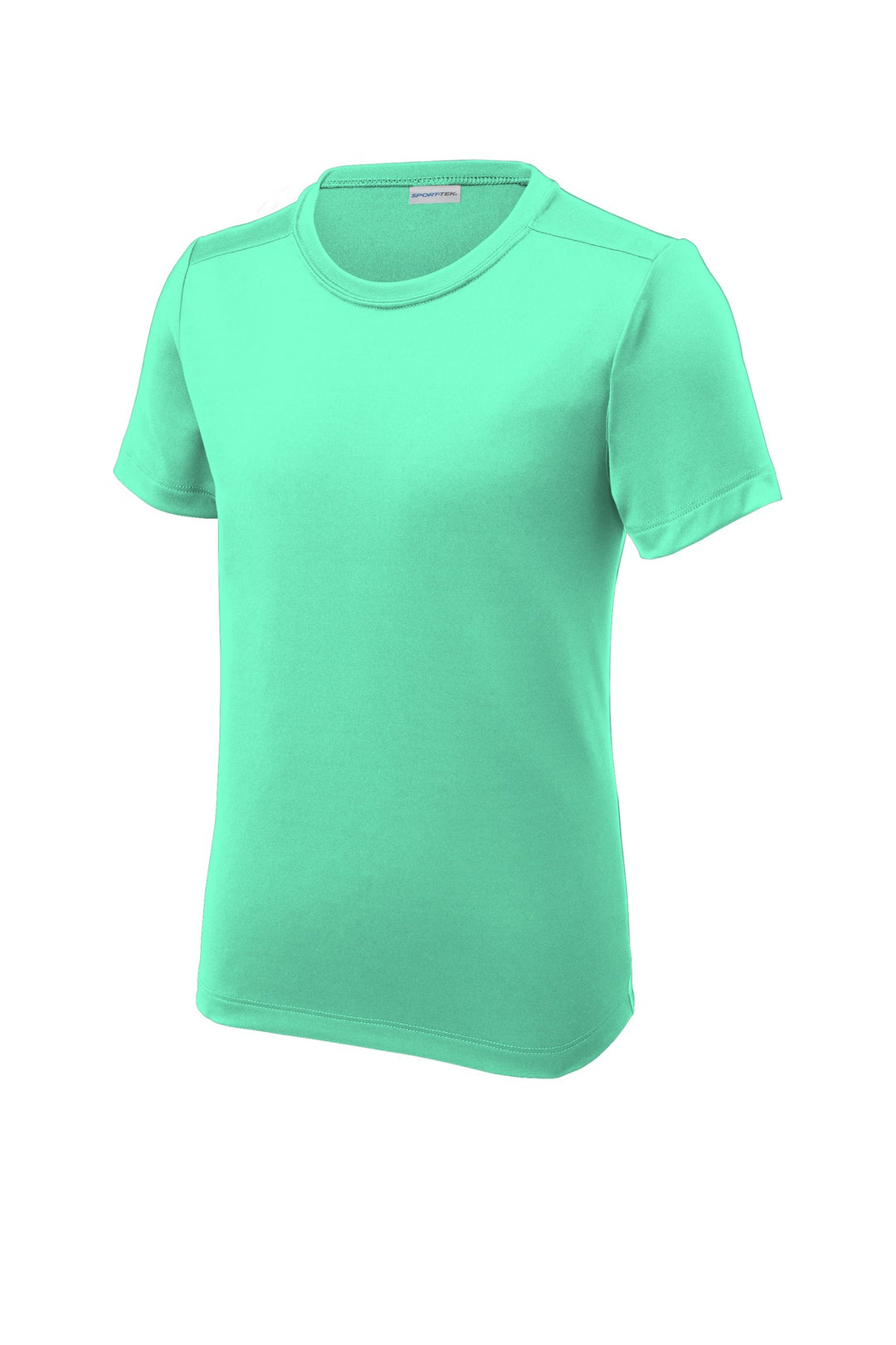 Front View of Bright Seafoam Sport-Tek Youth Posi-UV Pro Tee. YST420