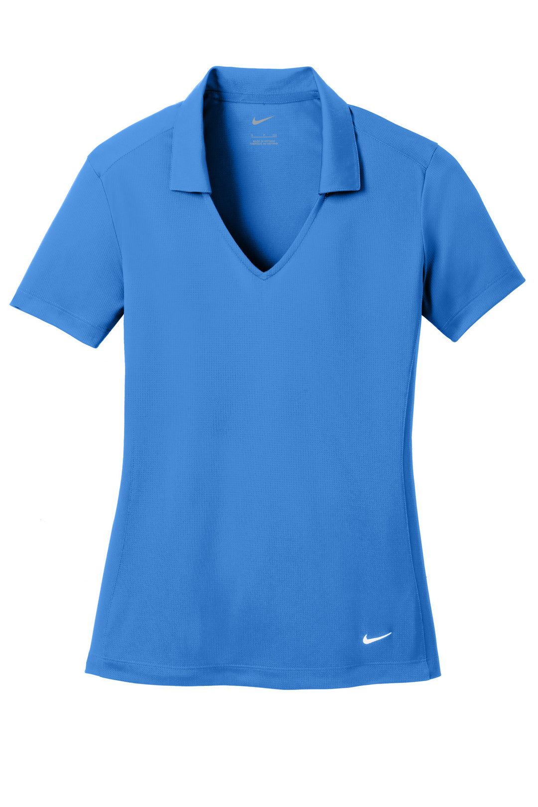 Front View of Brisk Blue Nike Women's Dri-FIT Vertical Mesh Polo. 637165