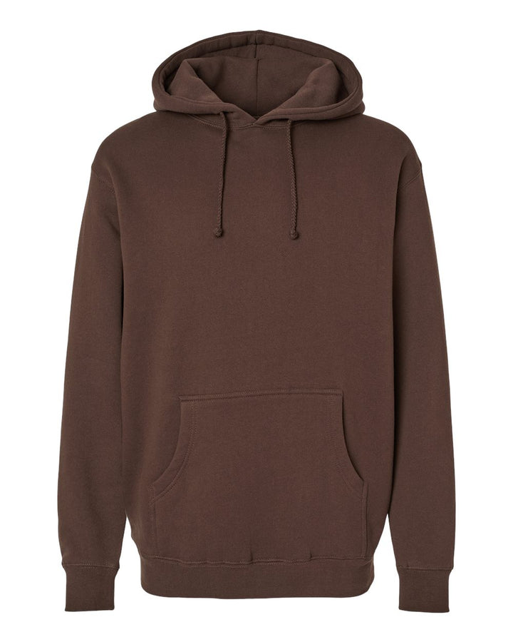 Front View of Brown Heavyweight Hooded Sweatshirt - IND4000