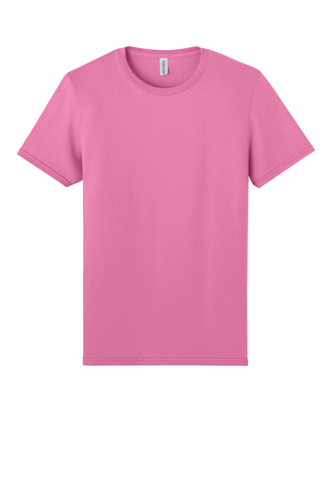 Front View of Bubblegum Jerzees Unisex Premium Combed Ring Spun Cotton Tee 570M
