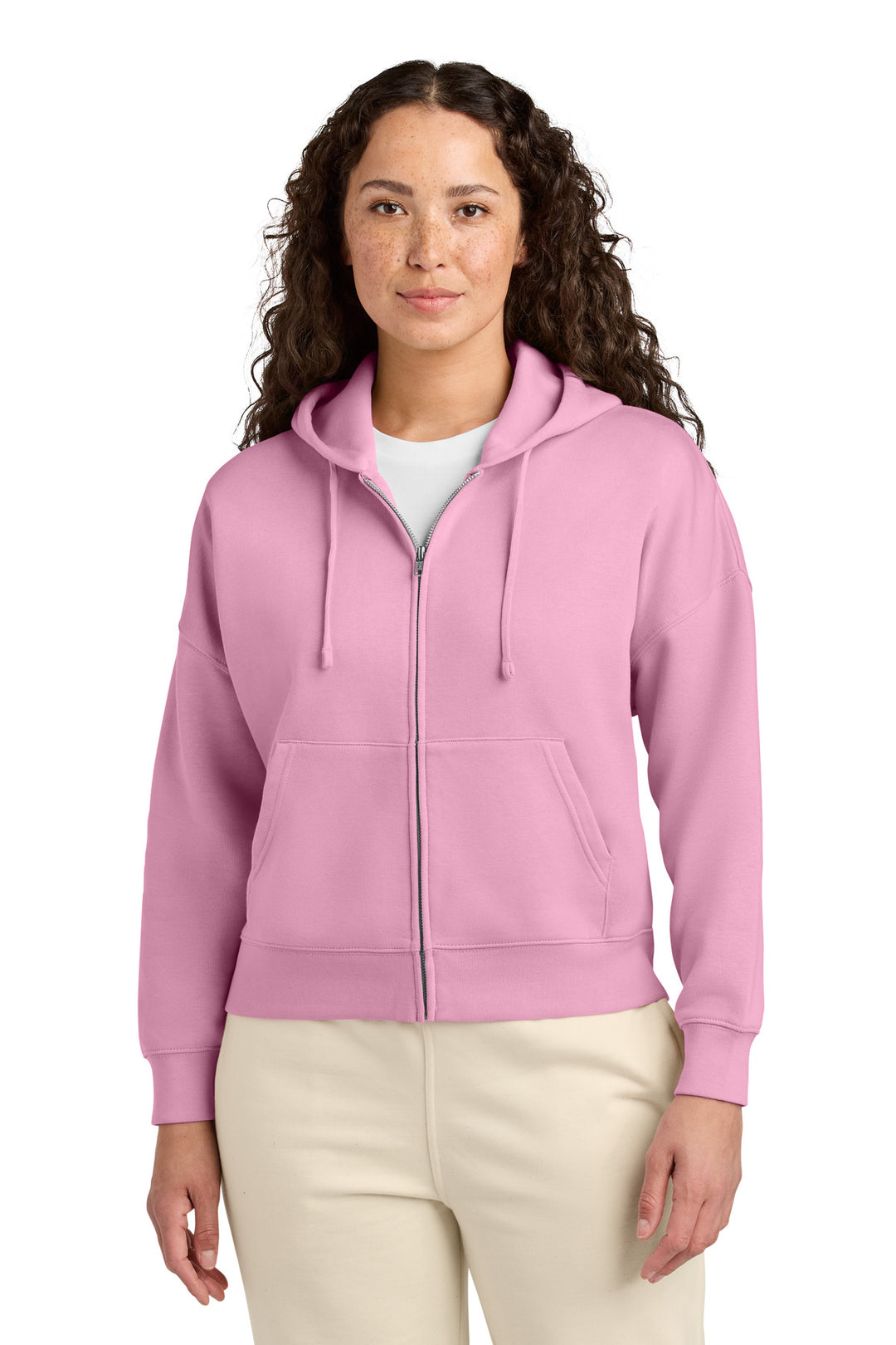 Front View of BubblePink Stanley/Stella Women's Stella Ida Full-Zip Hooded Sweatshirt SXW037