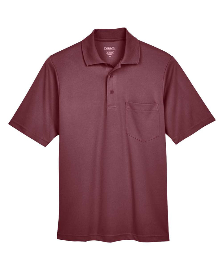 Front View of Burgundy Men's Origin Performance Piqué Polo with Pocket - 88181P