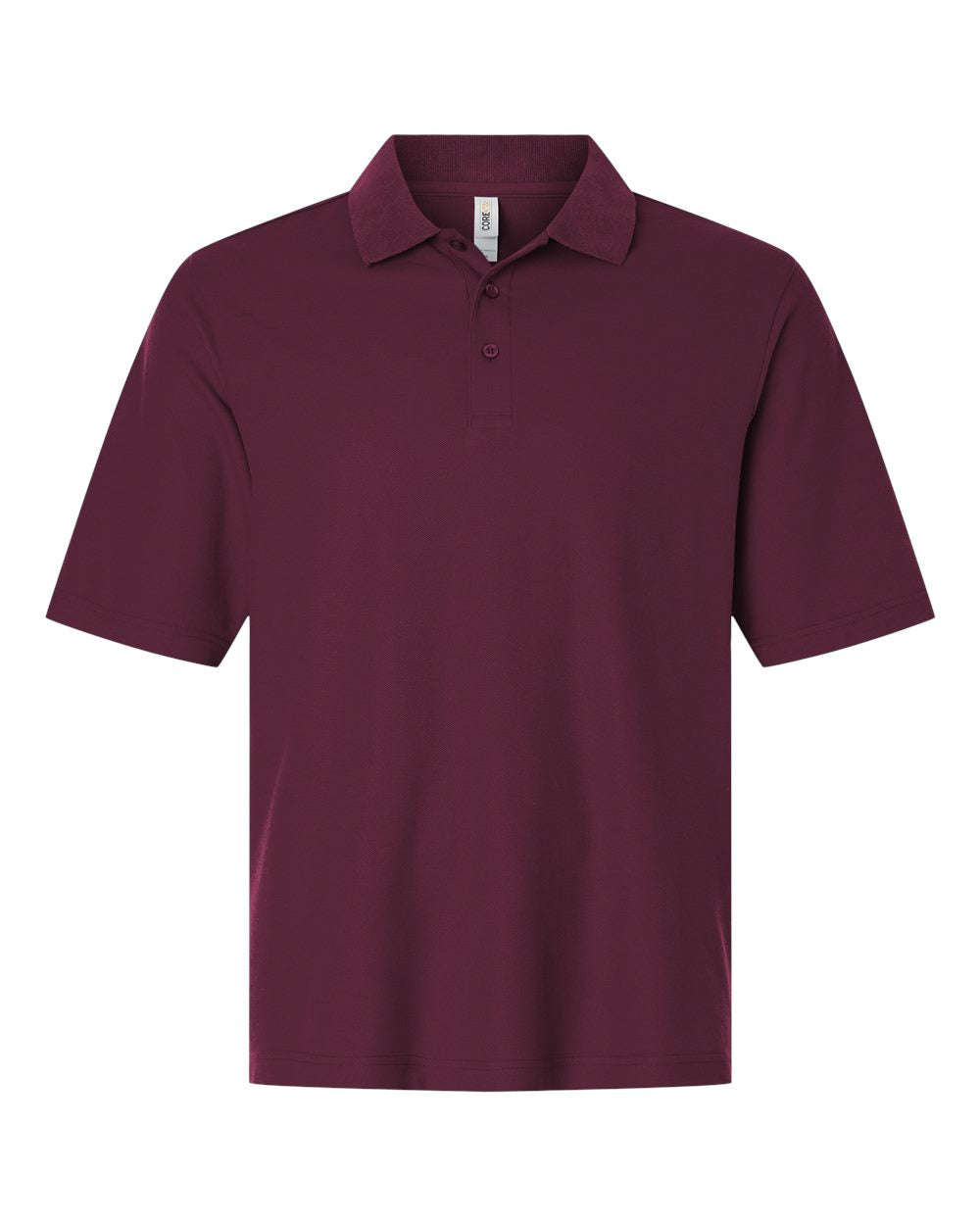 Front View of Burgundy Men's Resolve CVC Performance Pique Polo - CE106