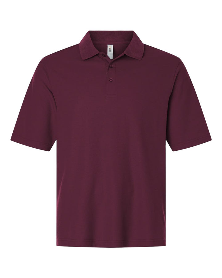 Front View of Burgundy Men's Resolve CVC Performance Pique Polo - CE106