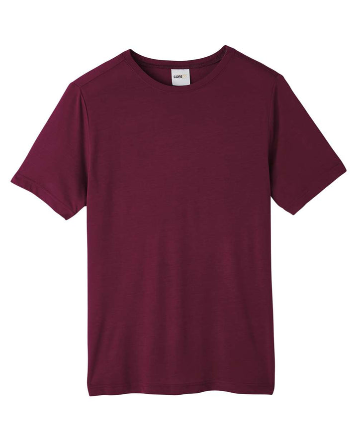 Front View of Burgundy Unisex Fusion ChromaSoft™ Performance T-Shirt - CE111