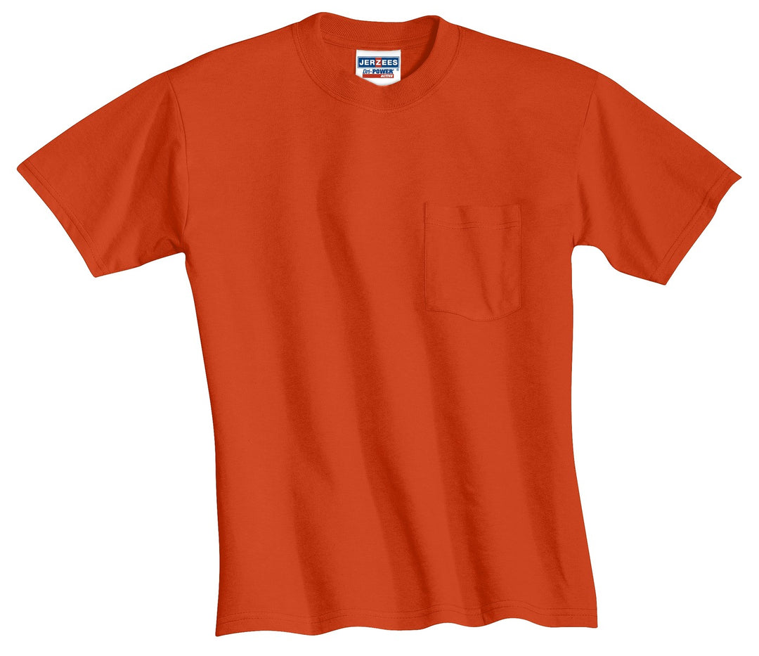Front View of Burnt Orange Jerzees - Dri-Power 50/50 Cotton/Poly Pocket T-Shirt. 29MP