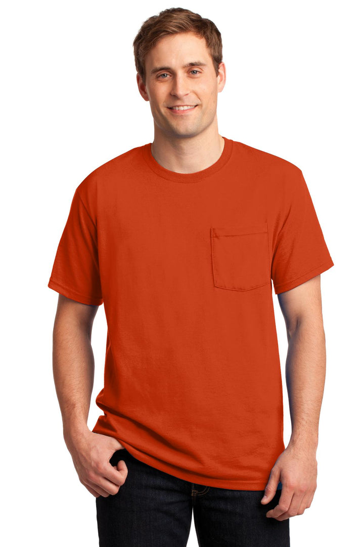 Front View of Burnt Orange Jerzees - Dri-Power 50/50 Cotton/Poly Pocket T-Shirt. 29MP