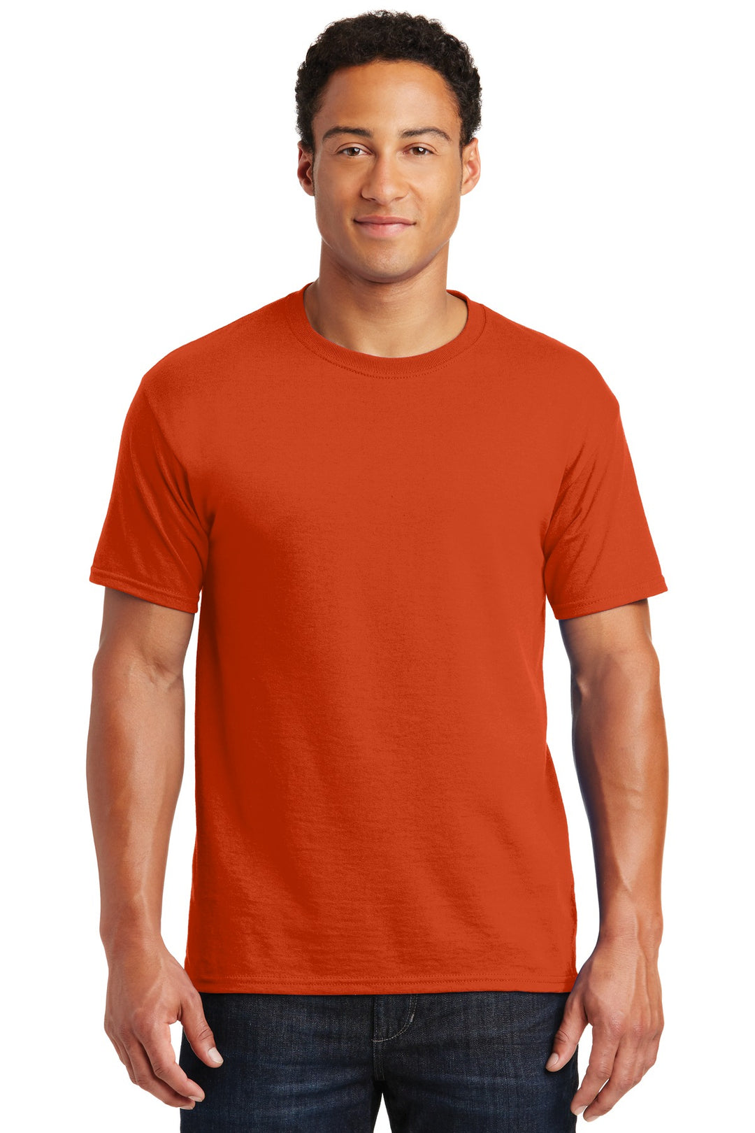 Front View of Burnt Orange Jerzees - Dri-Power 50/50 Cotton/Poly T-Shirt. 29M