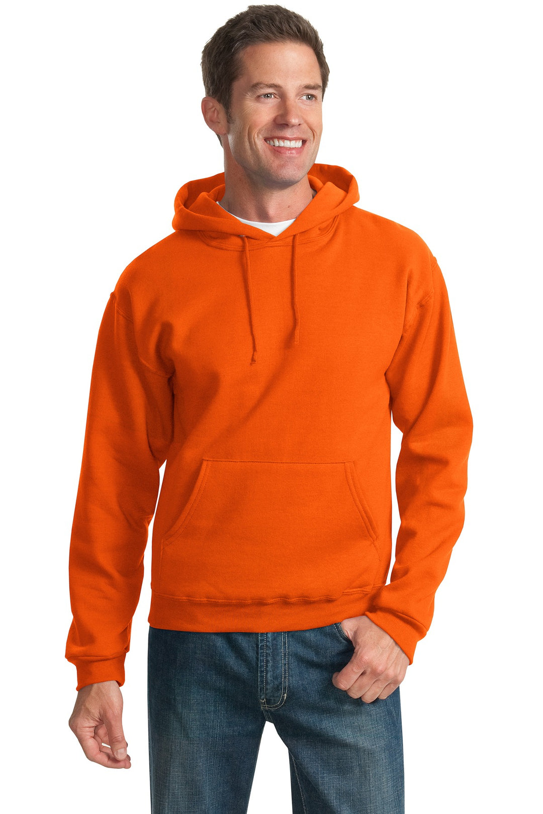Front View of Burnt Orange Jerzees NuBlend Pullover Hooded Sweatshirt. 996M