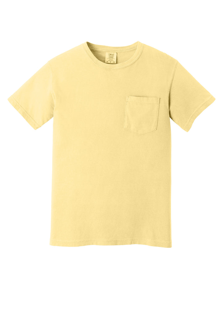 Front View of Butter COMFORT COLORS Heavyweight Ring Spun Pocket Tee. 6030