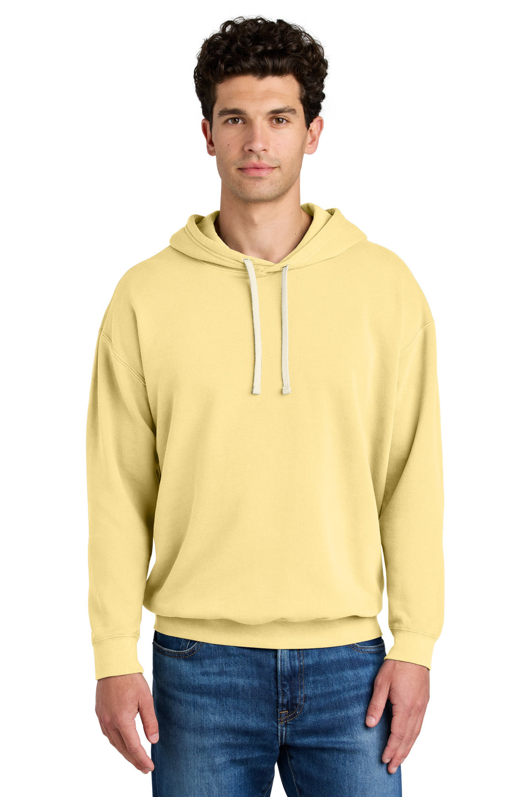 Front View of Butter Comfort Colors Lightweight Hooded Sweatshirt 1467