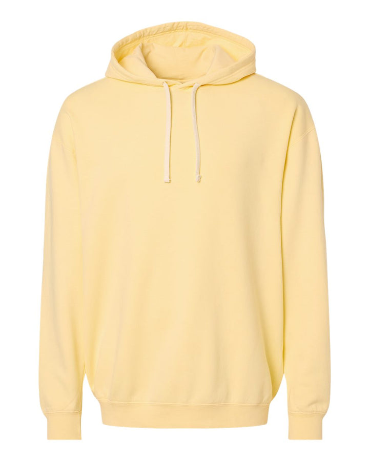 Front View of Butter Garment-Dyed Lightweight Fleece Hooded Sweatshirt - 1467