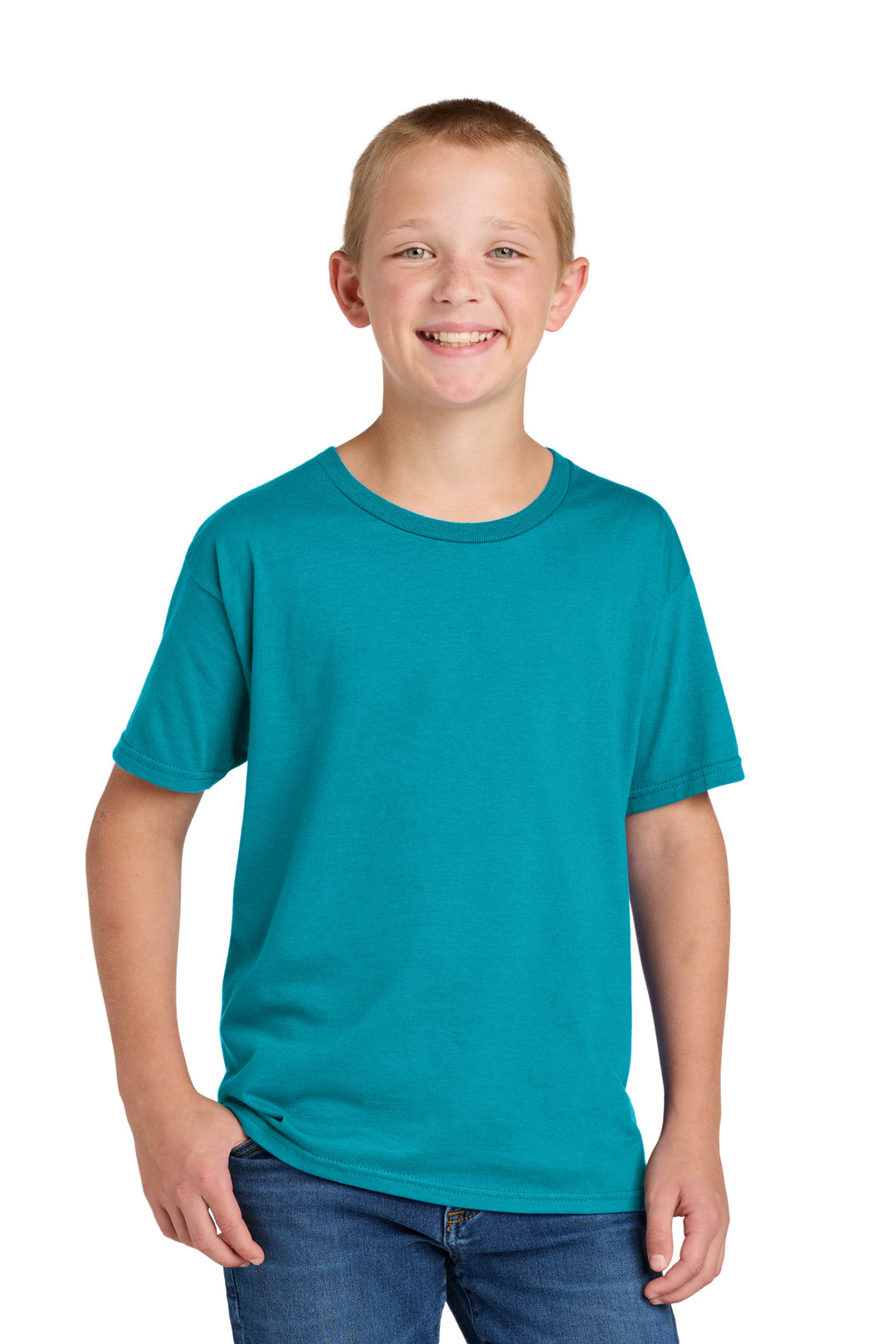 Front View of CaliBlue Jerzees Classics Youth Cotton T-Shirt 363Y