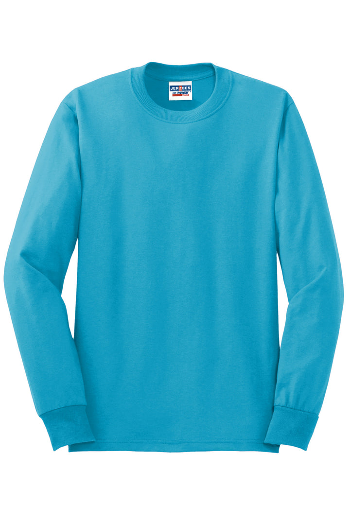 Front View of CaliBlue Jerzees - Dri-Power 50/50 Cotton/Poly Long Sleeve T-Shirt. 29LS