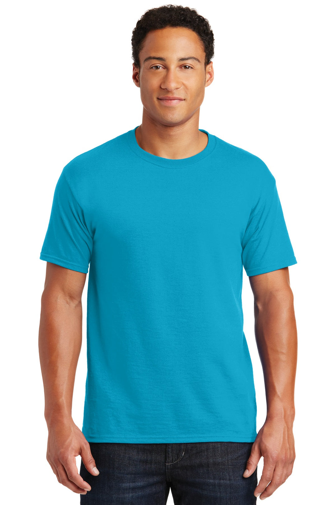Front View of California Blu Jerzees - Dri-Power 50/50 Cotton/Poly T-Shirt. 29M