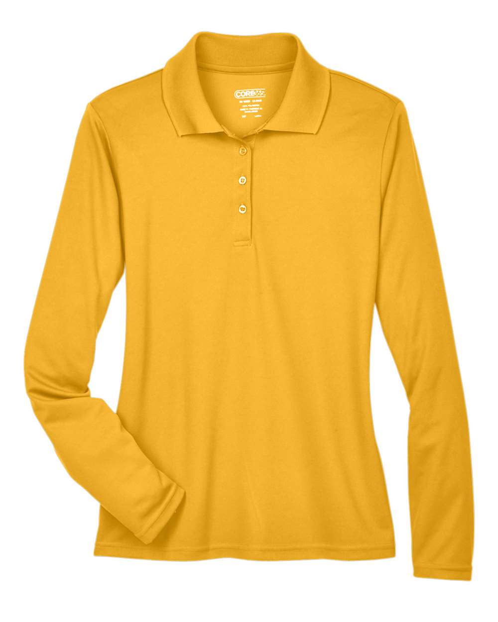 Front View of Campus Gold Women's Pinnacle Performance Long Sleeve Piqué Polo - 78192